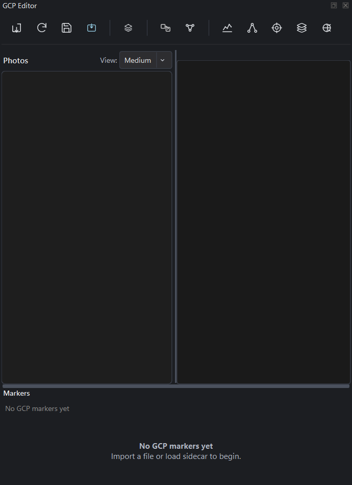 GCP editor dock for control points and alignment